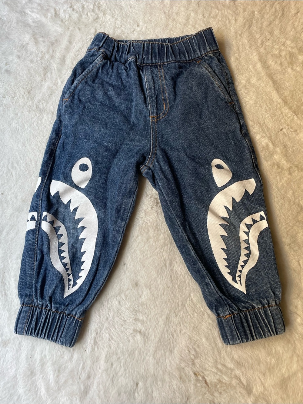 Kids Shark Graphic Denim Joggers - kids pants